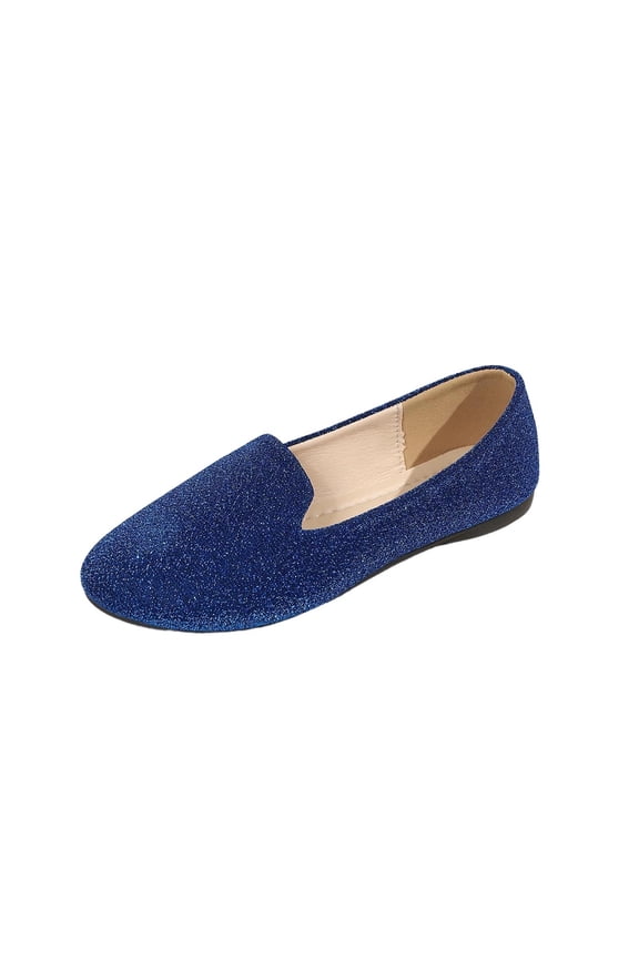 Women's Embellished Round Toe Button Flats, Sparkly Slip-On Loafers for Dressy Casual Spring Summer