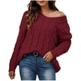 thumbnail image 1 of Ahabrexf Sweaters for Women Women's Fall/Winter New Thickened Dough Twists Knitted-Neck Hooded Loose Pullover Sweater Sweaters for Women Casual, 1 of 7