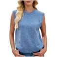 thumbnail image 1 of Ahabrexf Pullover Sweaters for Women,Fashion Casual Crew-Neck Sleeveless Loose Knitted Back Slit Top, 1 of 8