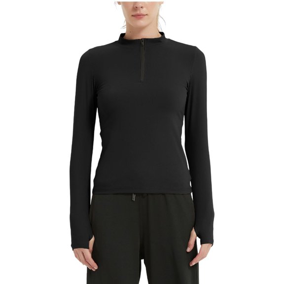 Ahabrexf Womens Jackets Fall,Fashion Casual Half Cardigan Stand Collar Long Sleeve Yoga Training Sports Wear