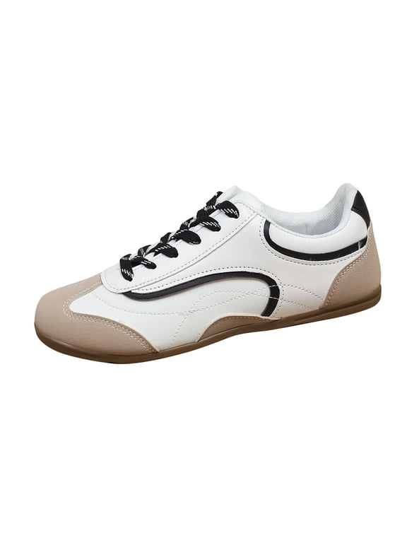 Women's Fashion Casual Sneakers Color Block Low Top Lace Up Walking Shoes Spring Summer Lightweight Comfortable Flats