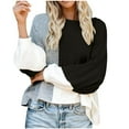 thumbnail image 1 of Ahabrexf Long Sweaters for Women, Loose Solid Color Round Neck Pullover Top with Long Sleeves, 1 of 3