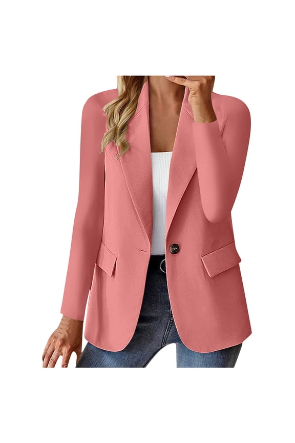 Button Suit Coat, Women's Fashion Solid Long Sleeve Hatless Casual Jacket