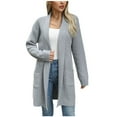 thumbnail image 1 of Ahabrexf Sweaters for Women Women's Fashion Solid Color Knitting Long Sleeve Pockets Cardigan Sweater Coat Cardigan for Women, 1 of 7