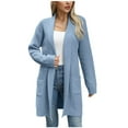 thumbnail image 1 of Ahabrexf Sweaters for Women Women's Fashion Solid Color Knitting Long Sleeve Pockets Cardigan Sweater Coat Cardigan for Women, 1 of 6