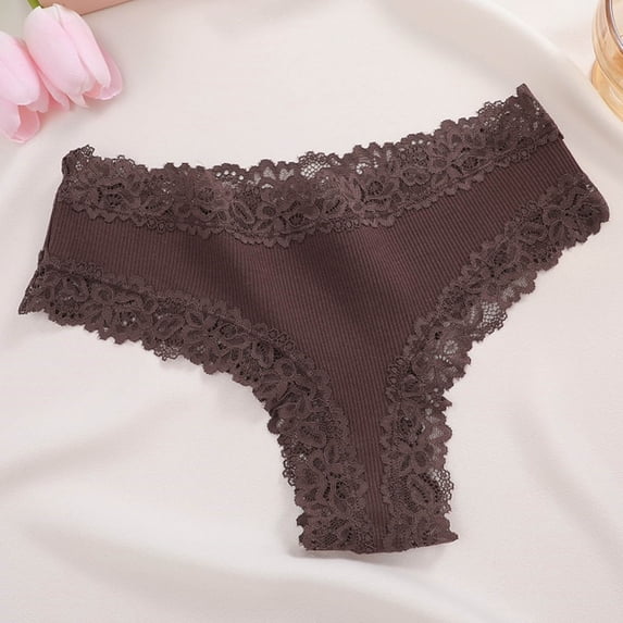 Ahabrexf Bras for Women, Fashion Solid Color Low Waisted Lace Body Shaper Underpants