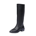 thumbnail image 1 of Ahabrexf Women's Faux Leather Mid Calf Boots Square Toe Chunky Block Heel Easy Pull on Winter Casual Retro Comfort Fashion, 1 of 9