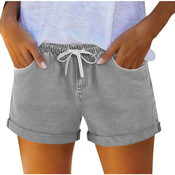 Ahabrexf Women's High-Waisted Straight Leg Pants with Foldable Hem and Pockets -Like Fabric Short Style for Casual Daily Wear