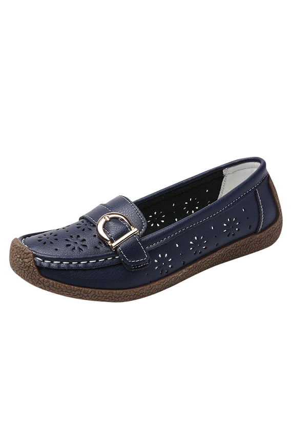 Women’s Loafers, Hollow Out Breathable Soft Bottom Casual Slip On Flat Shoes for Summer Commute