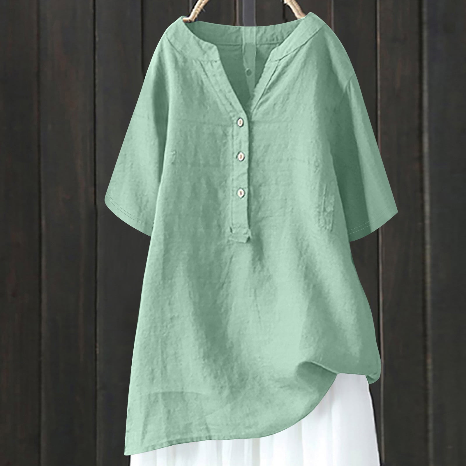 Womens Solid V Neck Zip Knit Loose Long Sleeve T Shirt main image 1