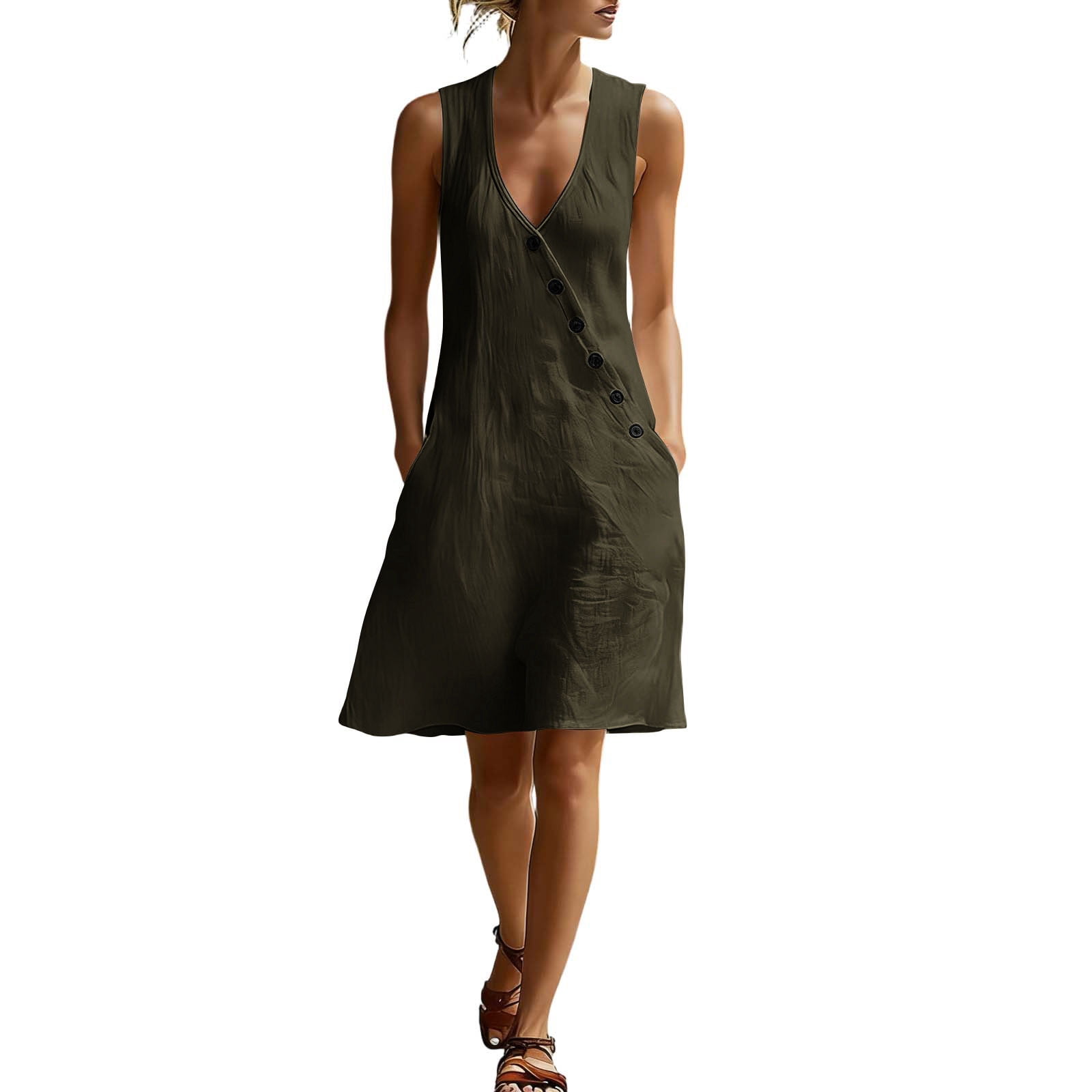 asymmetrical button front dress Robe Asymmetrical Button Detail Dress