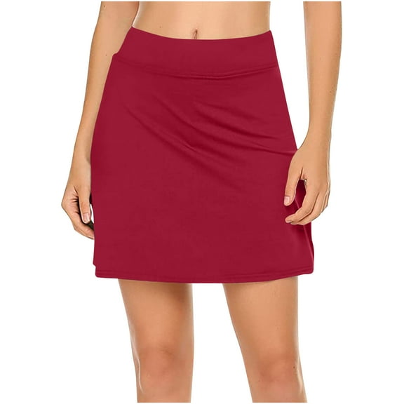 Ahabrexf Skirts for Women, New Color Mid Waist Pleated Tennis Athletic Skirt with Shorts