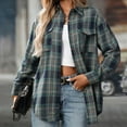 thumbnail image 1 of Ahabrexf Women's Plaid Shirt,Women's Casual Lapel Button Pocket Plaid Long Sleeved Shirt Top Jacket, 1 of 7