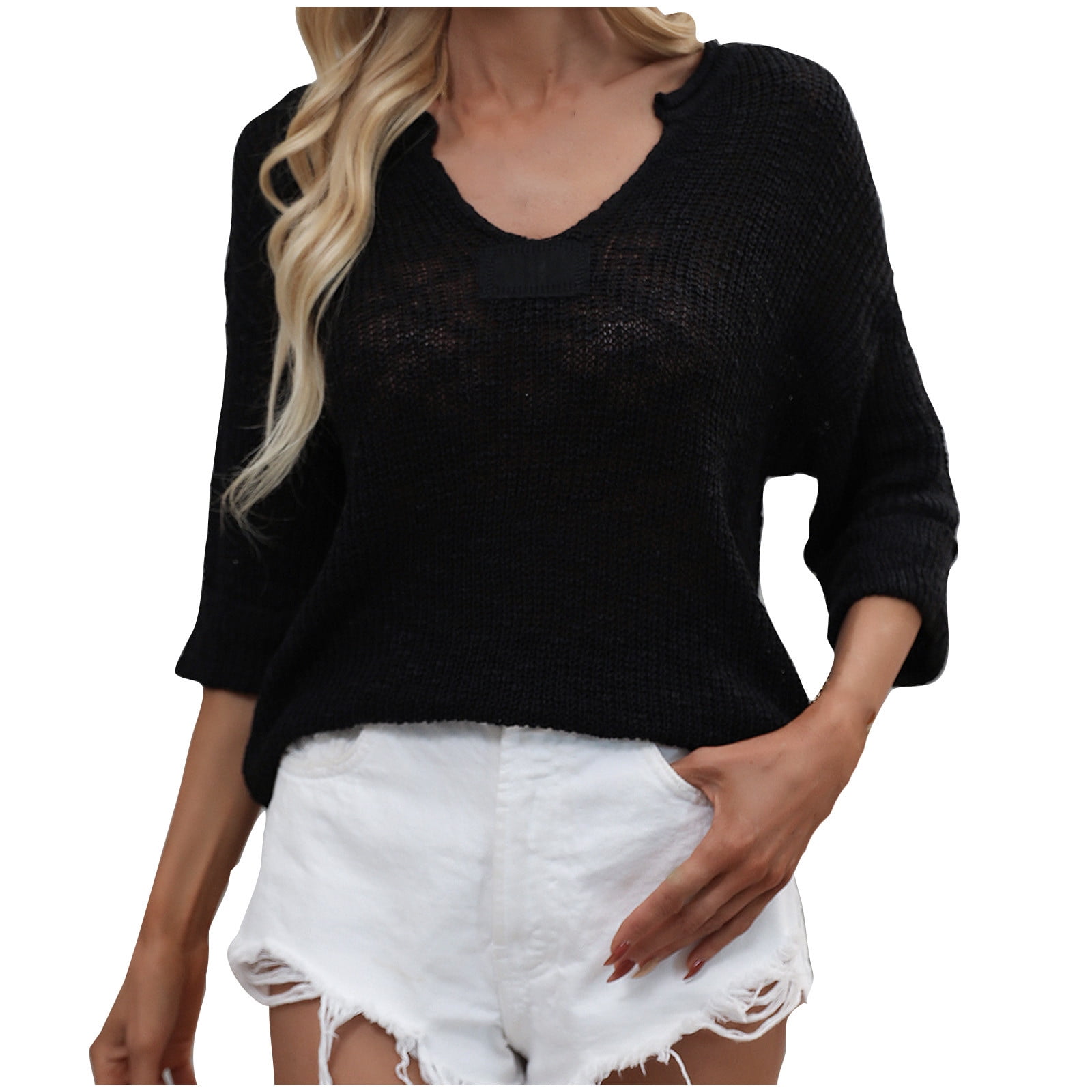 Plus - Brown V Neck Sleeveless Pullover