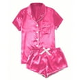 thumbnail image 1 of Ahabrexf Satin Pajamas Women Women's Satin Casual Home Button Pajama Set Women's Pajama Set, 1 of 4