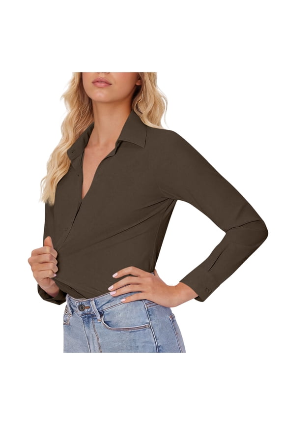Women's Shirts, Fitted Button-Down Tops with Stretch Poplin Fabric for Smart office and Casual Wear