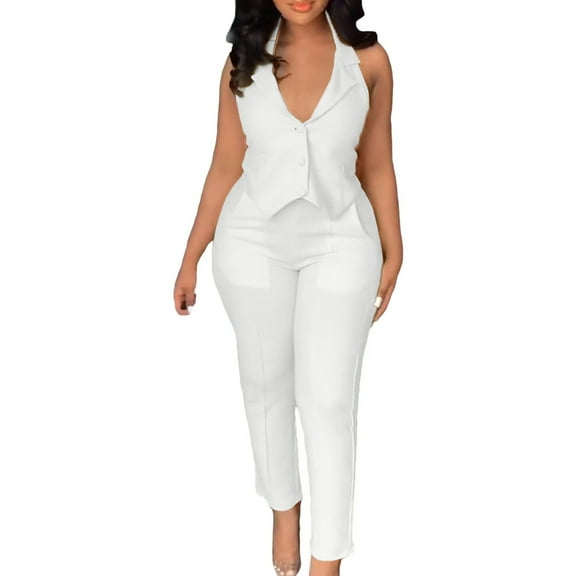 Ahabrexf Sleeves for Men, Women's Sleeveless Suit Pants Set for Casual Elegant Business Wear