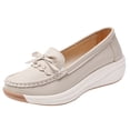 thumbnail image 1 of Ahabrexf Women's Slip-On Loafers Soft Lightweight Non-Slip Wedge Platform Casual Summer Shoes with Bow Detail for Work Office Daily Walking, 1 of 8