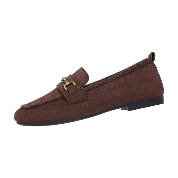 Ahabrexf Women's Slip-On Loafers Suede Round Toe Plus Size Casual Low Heel Breathable Comfortable Lightweight Walking Shoes for Spring Summer