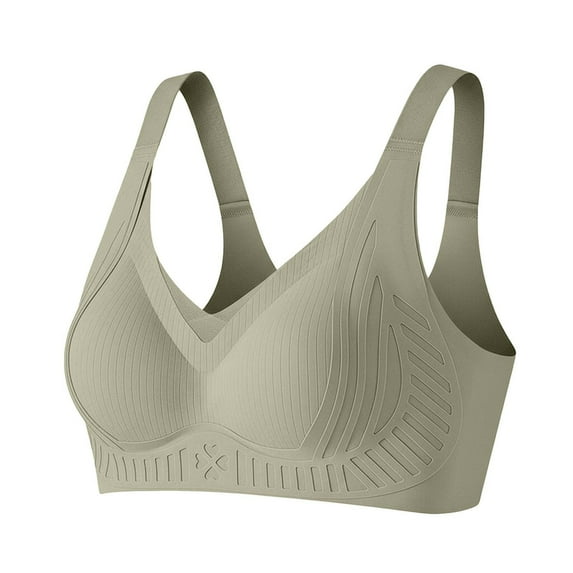 Ahabrexf Women's Solid Color Bra for Women 4 Rows Adjustable Wireless Lingerie Everyday Bra 1Pc