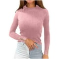 thumbnail image 1 of Ahabrexf Womens Blouses Summer, Solid Color Button Long Sleeve Knitted High Neck Sweater Top, 1 of 5
