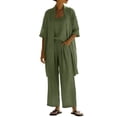 thumbnail image 1 of Ahabrexf Women's Solid Color Jacket with Camisole and Pants 3-Pc Set Casual Loose Fit Summer Outfit, 1 of 9