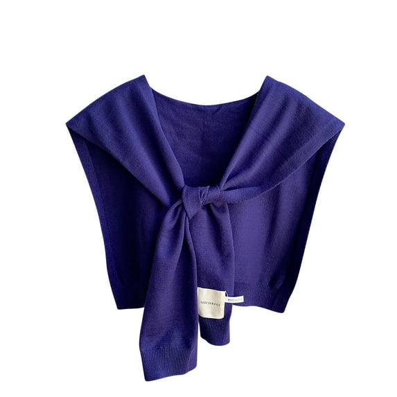 Ahabrexf Sweaters for Women Plus Size Sweater Shawl Wraps for Women Solid Color Knitted Knotted Shawls Winter False Collar Cape Shoulder Tops Fashion Wrap Women Sweaters for Fall