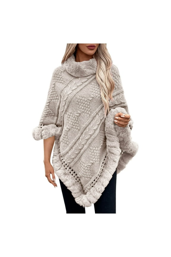 Pullover Sweaters for Women, Solid Color Knit Top with Crochet Flower and Tassel Detail