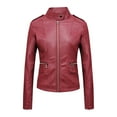 thumbnail image 1 of Ahabrexf Jackets for Women Women's Solid Color Zipper Pocket Long Sleeve Unless Leather Jacket Locomotive Suit Leather Jacket Women, 1 of 5
