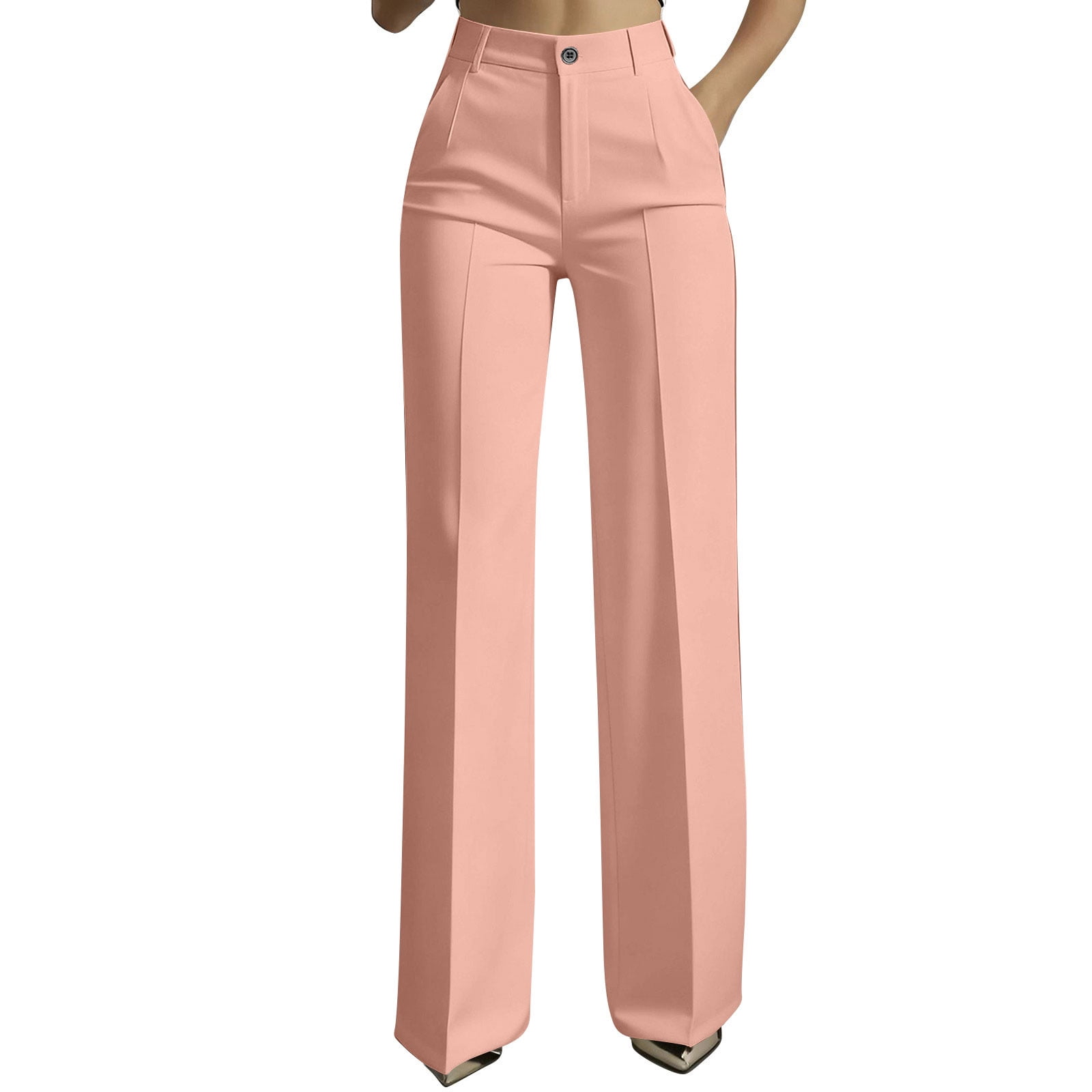 Ahabrexf Women's Solid High Waist Draped Straight Leg Wide Leg Suit — free download