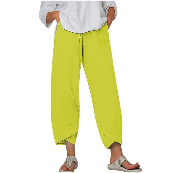 Ahabrexf Women's Wide Legged Capris in Solid Color, Comfortable and Loose Fit for Summer
