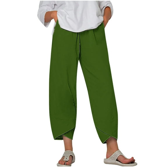 Ahabrexf Women's Wide Legged Capris in Solid Color, Comfortable and Loose Fit for Summer