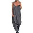 thumbnail image 1 of Ahabrexf Women's Summer Fashion Solid Color Jumpsuit With Pockets And Straps Casual Pants, 1 of 6