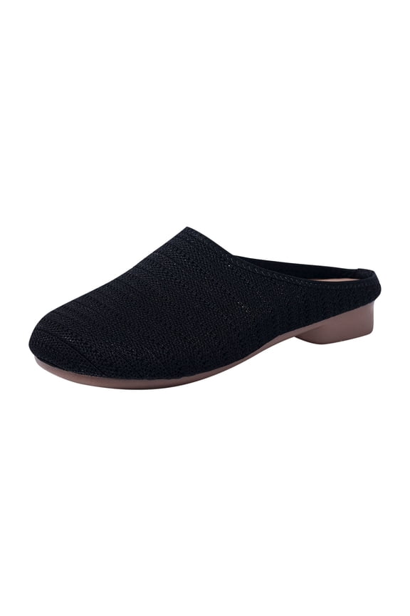 Women‘s Summer Slippers for Women Mesh on Mules Breathable Knit Flats with Closed Toe Low Heel