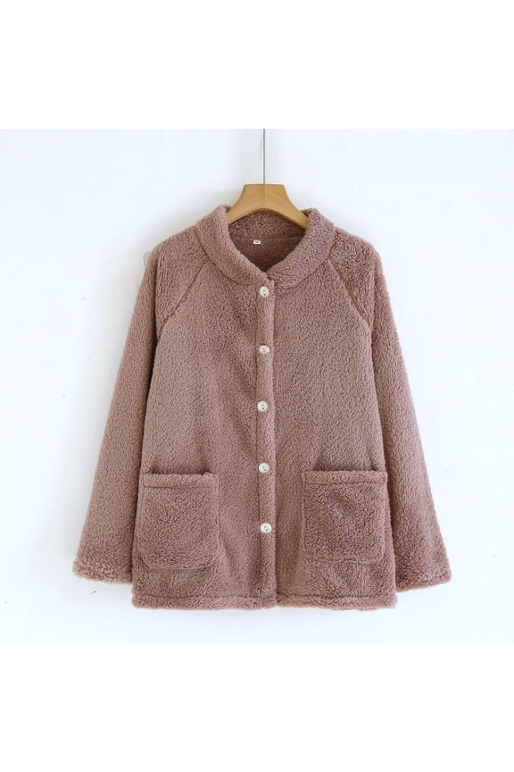 Women's Winter Clothes,Solid Color Thick Flannel Added Fleece Long Sleeved Warm Home Clothes