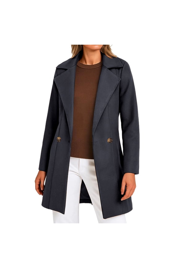 Check Hooded Jacket, Women's Wool Blend Stand Collar Pocket Breasted Peacoat Winter Coat