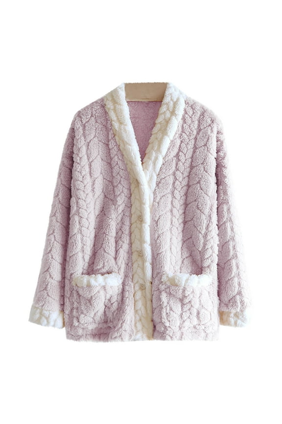 Winter Clothes for Women Women's Winter Solid Color Thick Flannel with Added Fleece Large Size Long Sleeved Warm Home Clothes Flannels for Women