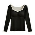 thumbnail image 1 of Ahabrexf Winter Solid Color V-Neck Warm Seamless Thermal Underwear with Long Sleeves, 1 of 3