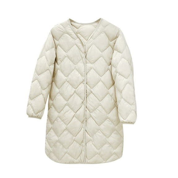 Ahabrexf Cardigan for Women,Winter Thickened Hoodless Plus Fleece Down Jacket for Cold Protection