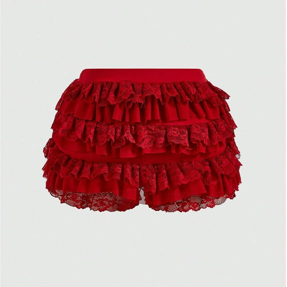 Ahabrexf Fashion Lace Bow Solid Color Multi Layer Cake Stacking Skirt Pants for Sleeping