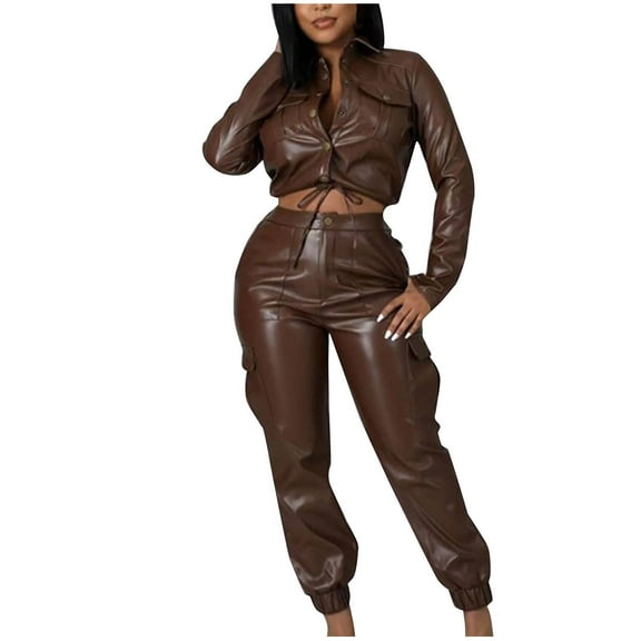 Ahabrexf Set, Womens Fashion Street Trendy Style Comfortable Casual Pants 6-Pocket Workwear Outfit with Temperament