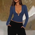 thumbnail image 1 of Ahabrexf Womens Fashion Tops,Solid Color Long Sleeve V-Neck Hollow Spicy Beautiful Generous Top, 1 of 5