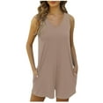 thumbnail image 1 of Ahabrexf Womens Overall Shorts Summer Rompers Solid Loose Baggy Cami Overalls Short Jumpsuits w/ Pockets, 1 of 7