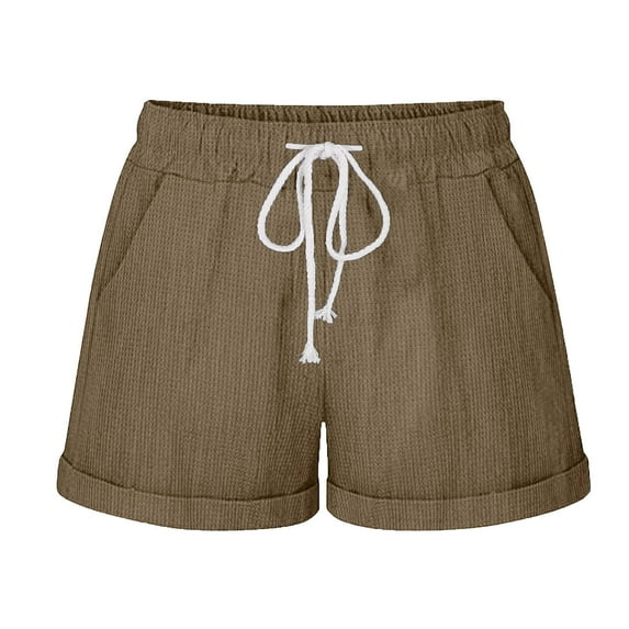 Ahabrexf Womens Plus Size Shorts Summer Comfy Drawstring Casual Elastic Waist Loungewear Pants Pajama Shorts Beach Lightweight Shorts w/ Pockets