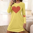thumbnail image 1 of Ahabrexf Womens Short Shorts,Printed Long Sleeve Round Neck Loose Comfortable Nightgown, 1 of 6