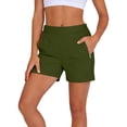 thumbnail image 1 of Ahabrexf Womens Shorts With Zipper Pockets Elastic Waist Athletic Shorts With Built-In Liner, 1 of 9