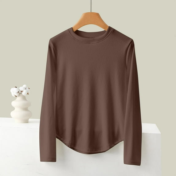 Ahabrexf Women's Velvet Thermal Underwear - Solid Color, Round Neck, Soft, Warm Top