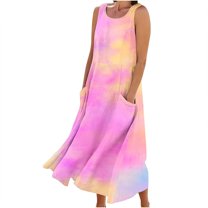 Women's 2025 Summer Maxi Dress - Sleeveless V-Neck, Half Button Down, A-Line With Pockets