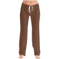 thumbnail image 1 of Ahabrexf Pants for Women High Waist, Summer Solid Color Casual Drawstring Elastic Waist Trousers, 1 of 5