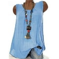 thumbnail image 1 of Ahabrexf Womens Tank Tops Women's Summer Solid Color Tank Tops Loose Fit Pleated Round Neck Sleeveless Tops, 1 of 3
